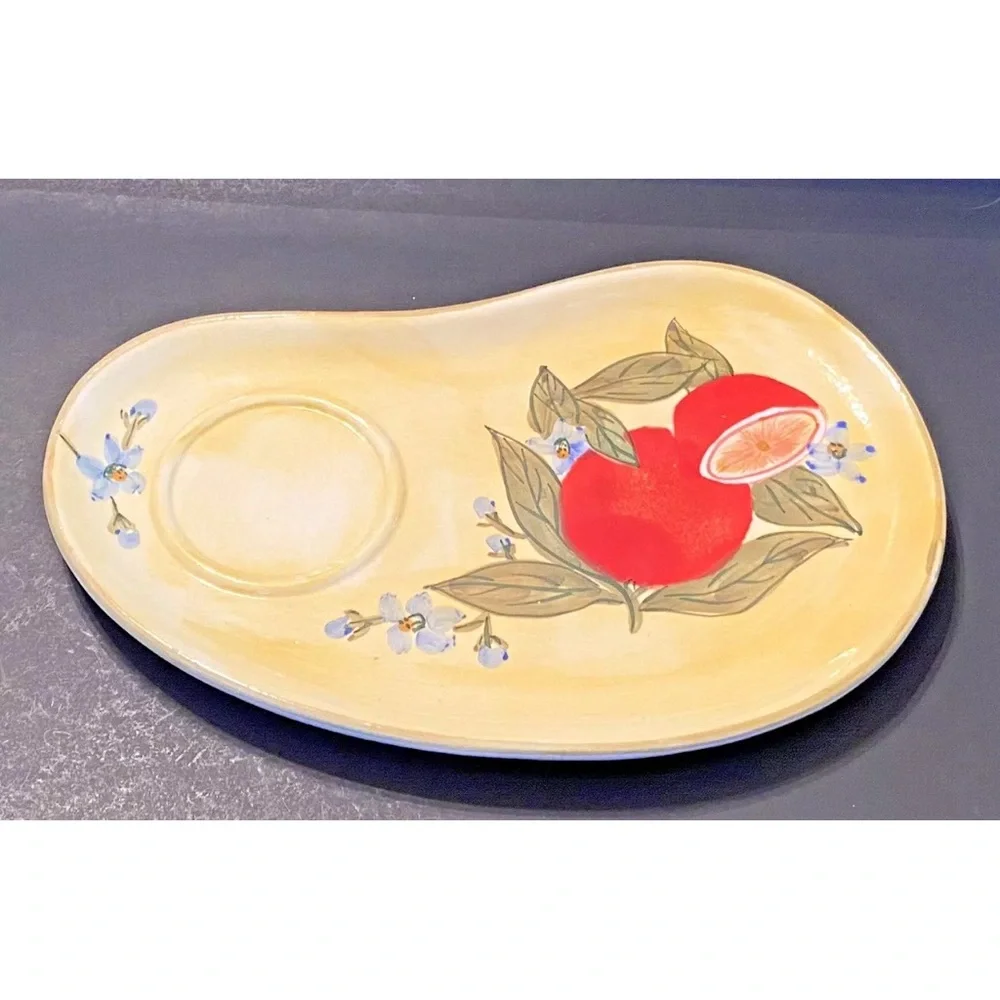 Vintage Lillian Vernon‎ Ceramic Fruit Snack Plate and Mug Set Yellow